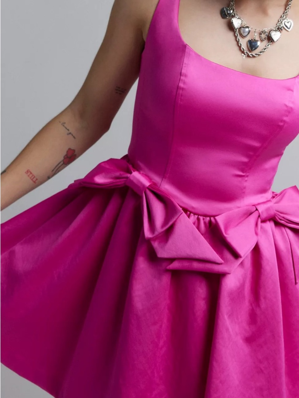 LoveShackFancy Bayer Dress Satin Mini Fuchsia Sz 4